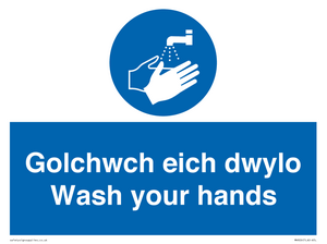 golchwch eich dwylo / wash your hands - safety sign